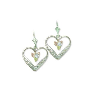 01526-300x300 Sterling Silver Heart Earrings with Black Hills Gold Leaves and White Sapphire