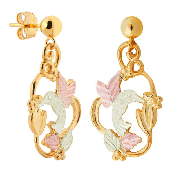 01593-600x600 Black Hills Gold Dangle Hummingbird Earrings