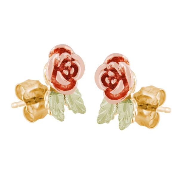 01690-600x600 Black Hills Gold Blooming Rose Post Earrings