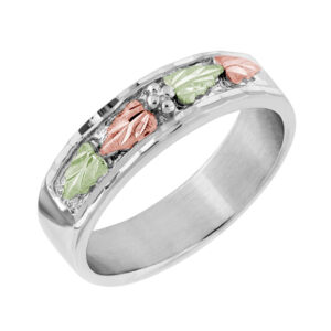 02146-SS-300x300 Ladies Sterling Silver Wedding Band with Black Hills Gold Leaves