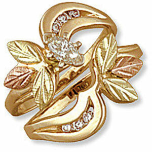 02542SD-300x300 Ladies Black Hills Gold Diamond Wedding Set with Engagement Ring