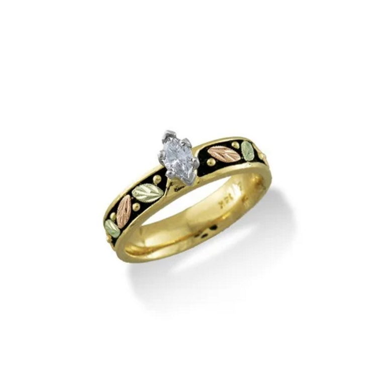 02700AD-768x768 Ladies Black Hills Gold Antiqued Diamond Engagement Ring