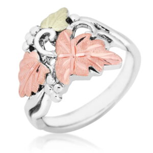 02907-SS-300x300 Sterling Silver Ladies Ring with Black Hills Gold Leaves
