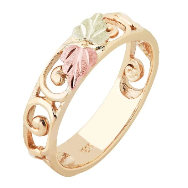 02932-600x600 Ladies Black Hills Gold Open Design Ring with Leaves