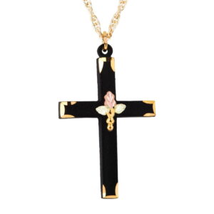 06008-300x300 Black Hills Gold Black Enamel Cross Pendant