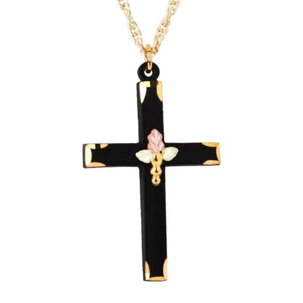 06008-600x600 Black Hills Gold Black Enamel Cross Pendant