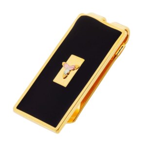 09220-300x300 Black Hills Gold Money Clip, Black Enamel with Gold Leaves Inset