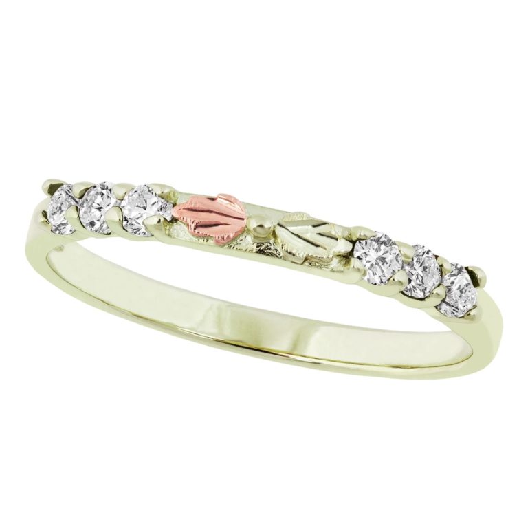 10035G-101-768x768 Landstroms Ladies Black Hills Green Gold Stackable Ring with Cubic Zirconia