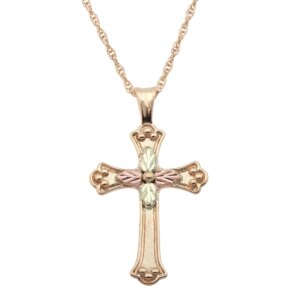 20250-300x300 Mt Rushmore Black Hills Gold Outlined Cross Pendant