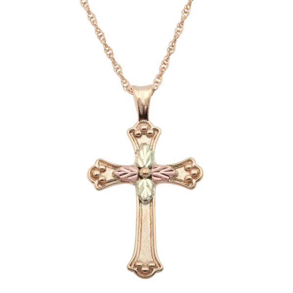 20250-600x600 Mt Rushmore Black Hills Gold Outlined Cross Pendant