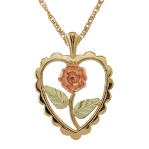 25323-300x300 Black Hills Gold Open Heart Pendant with Rose Center