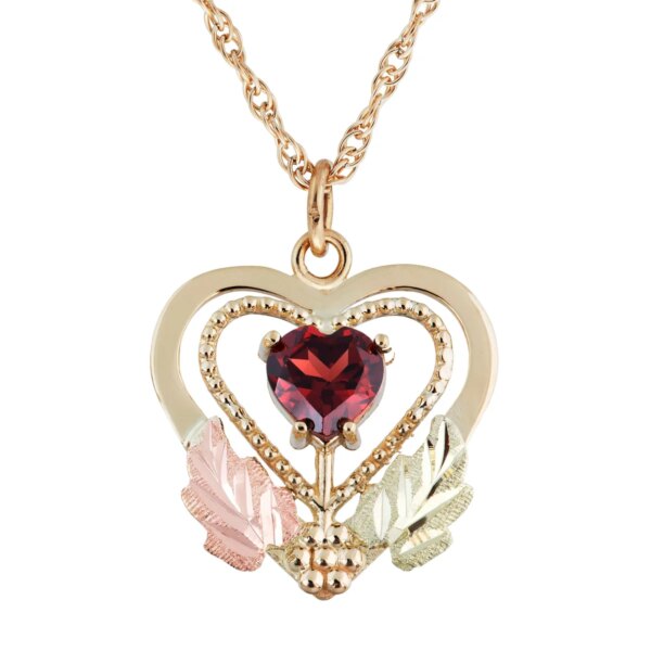 2976-600x600 Black Hills Gold Heart Garnet Pendant