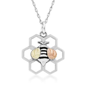 3932-SS-300x300 Landstroms Black Hills Silver Bee and Honeycomb Pendant
