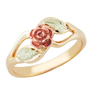 C268-300x300 Ladies Black Hills Gold Ring with Leaves and Rose