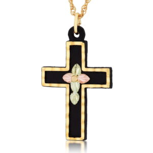 CR605-BLK-300x300 Black Hills Gold Black Enamel and Gold Outline Cross Pendant