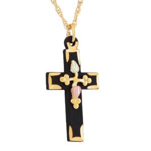 CR633-300x300 Black Hills Gold Black Powder Coated Cross Pendant