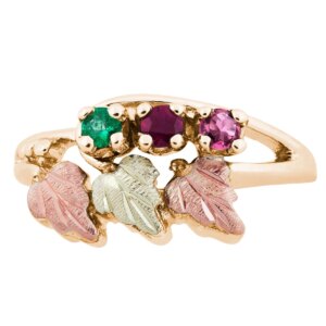 D2251-300x300 Landstroms Swirled Shank Ring with 2 GENUINE Birthstones