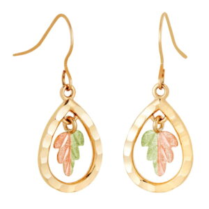 ER1004-300x300 Black Hills Gold Teardrop Earrings with Leaves