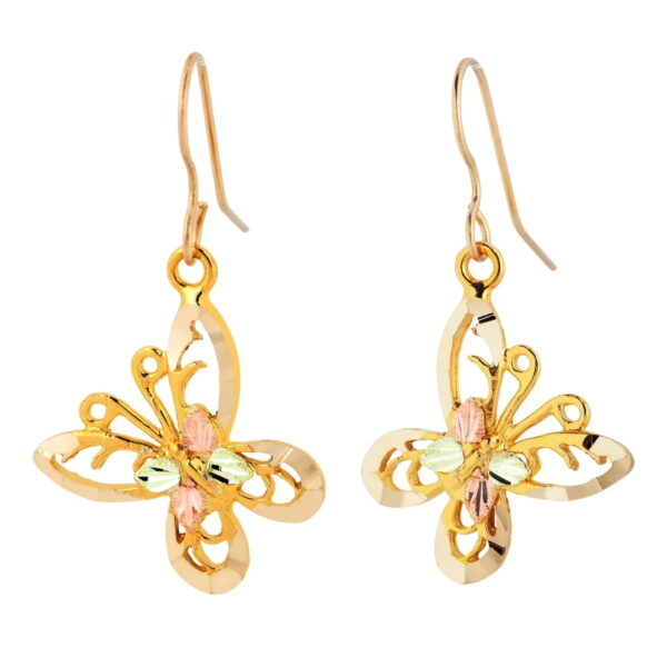 ER1023-600x600 Landstroms Black Hills Gold Butterfly Earrings & Shepherd Hooks