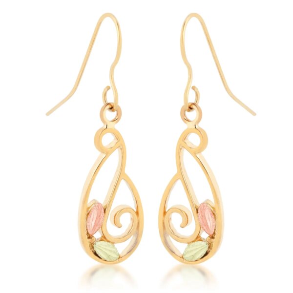 ER1915-600x600 Black Hills Gold Freeform Dangle Earrings with Leaves