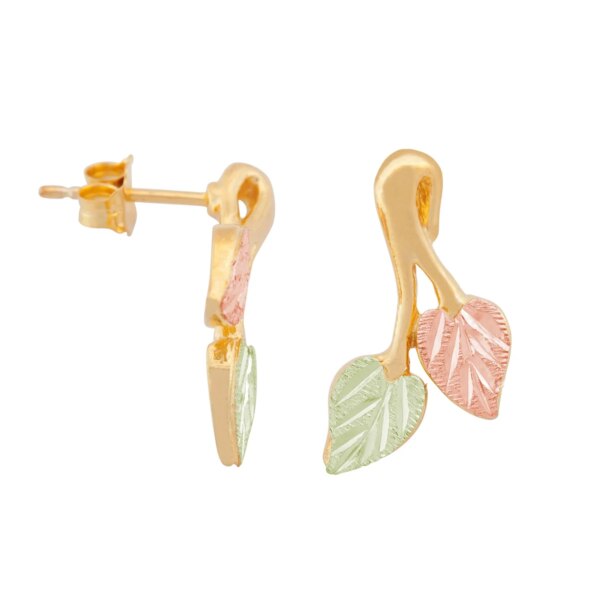 ER3056-600x600 Black Hills Gold Split Leaf Heart and Vine Post Earrings