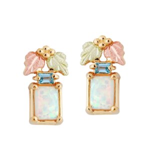 ER3070-300x300 Black Hills Gold Opal Earrings with Swiss Blue Topaz