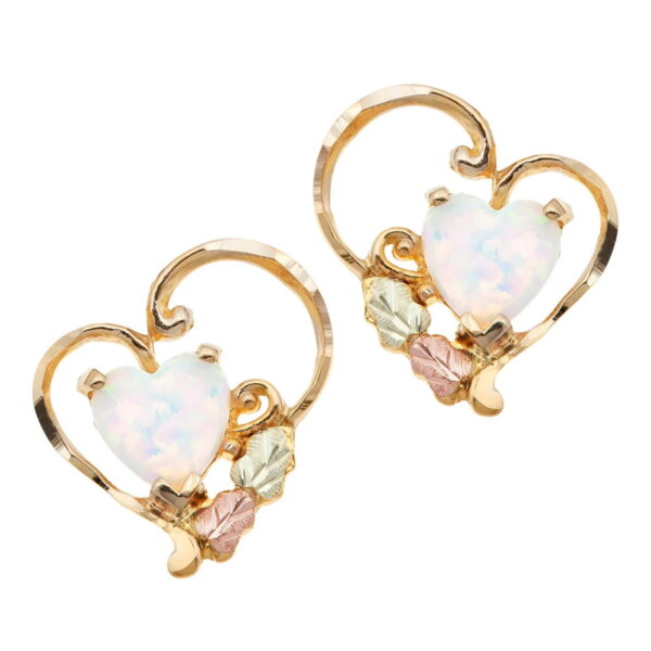 ER628P-600x600 Black Hills Gold Heart Earrings with Opal