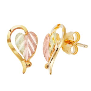 ER630P-300x300 Black Hills Gold Split Leaf Half Heart Earrings