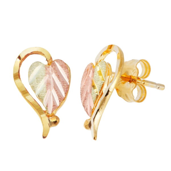 ER630P-600x600 Black Hills Gold Split Leaf Half Heart Earrings