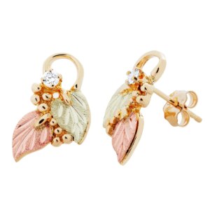 ER835PX-300x300 Black Hills Gold Earrings with Leaves and Diamond