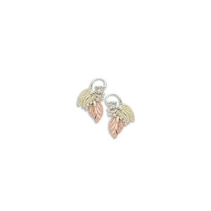 ER835PX-SS-300x300 Sterling Silver Earrings with Black Hills Gold Leaves and Diamond