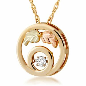 G20472D-300x300 Black Hills Gold Double Circle Diamond Pendant with Leaves