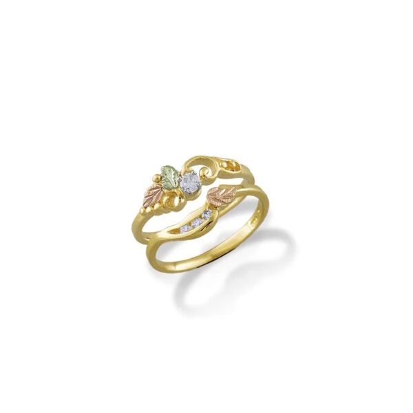 G4LWR833SD-600x600 Landstroms Ladies Black Hills Gold Wedding Set with Engagement Ring