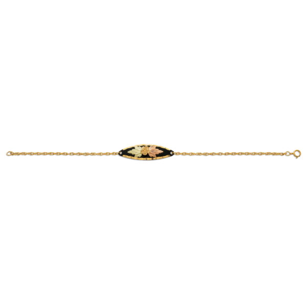 GLBR880-600x600 Black Hills Gold Medallion Bracelet with Leaves and Grapes