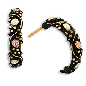 GLER561P-300x300 Black Hills Gold Half Hoopy Antiqued Post Earrings