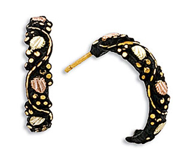 GLER561P-600x546 Black Hills Gold Half Hoopy Antiqued Post Earrings