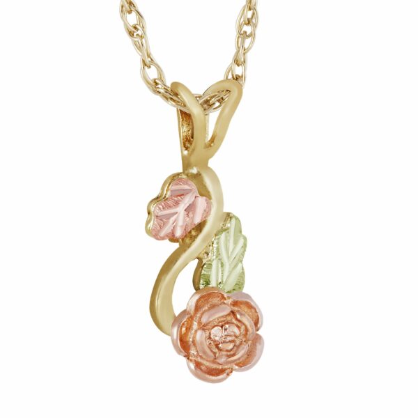 GLF3169-600x600 Black Hills Gold Rose Pendant with Leaves
