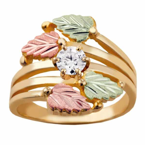 GLLR1685CZ-600x600 Landstroms Ladies Black Hills Gold Stacked Look Ring with Cubic Zirconia