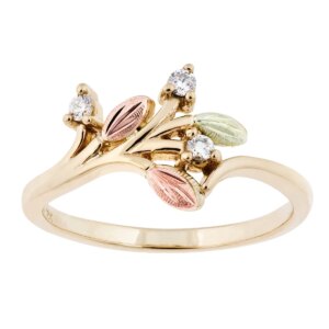 GLLR3076X-300x300 Ladies Black Hills Gold Diamond Ring with Black Hills Gold leaves