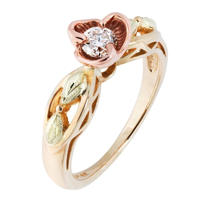 GLWR934AD-768x768 Ladies Black Hills Gold Diamond and Rose Engagement Ring