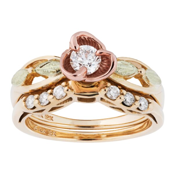 GLWR934SD-600x600 Ladies Black Hills Gold Diamond and Rose Engagement Ring