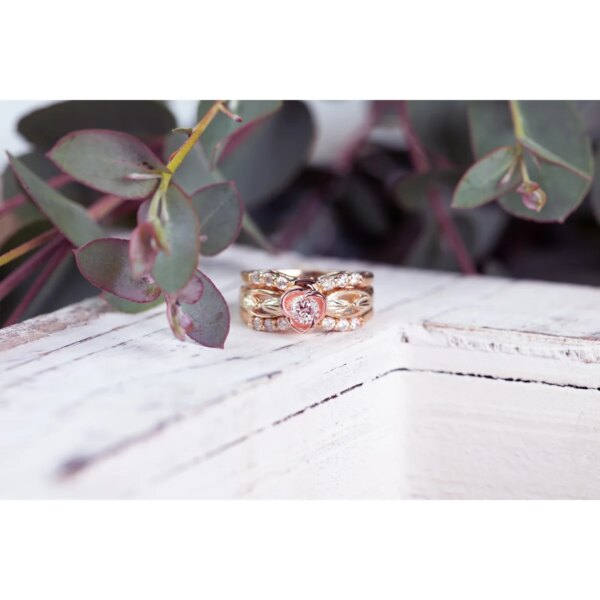 GLWR934SDTriple-3-600x600 Ladies Black Hills Gold Diamond and Rose Engagement Ring