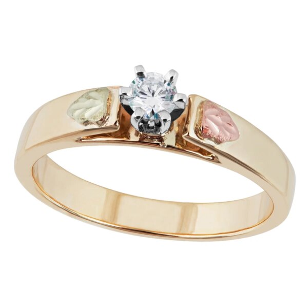 GLWR937.25-600x600 Ladies Black Hills Gold Diamond Solitaire Engagement Ring