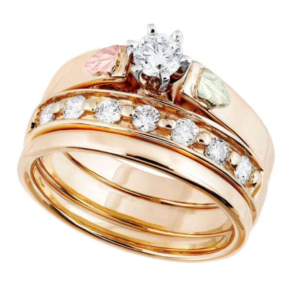 GLWR937SD-600x600 Ladies Black Hills Gold Triple Ring Wedding Set
