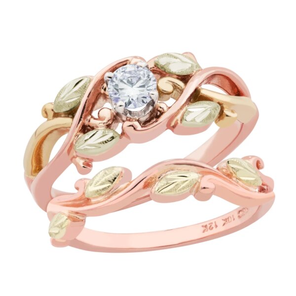 GLWR938SD-600x600 Ladies Black Hills Rose Gold Wedding Set with Engagement Ring