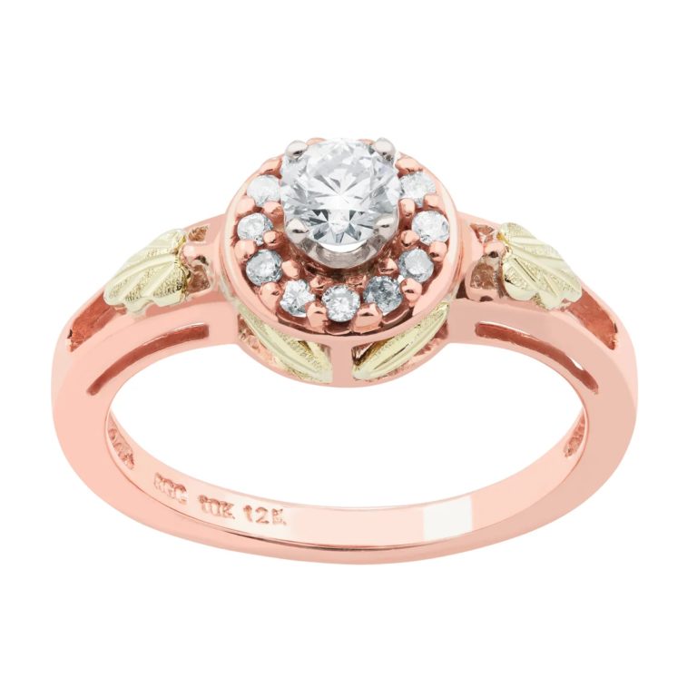 GLWR940AD-768x768 Black Hills Gold Ladies Halo Diamond Engagement Ring
