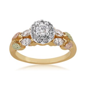 GLWR942AD-300x300 Ladies Black Hills Gold Diamond Halo Engagement Ring