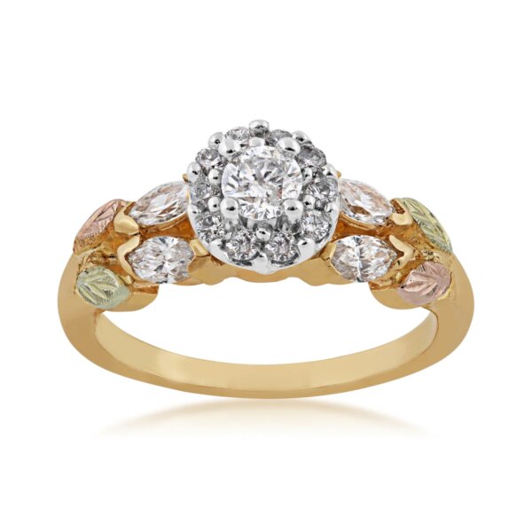 GLWR942AD-600x600 Ladies Black Hills Gold Diamond Halo Engagement Ring