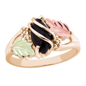 LR2874-300x300 Black Hills Gold Ladies Onyx Ring with Leaves