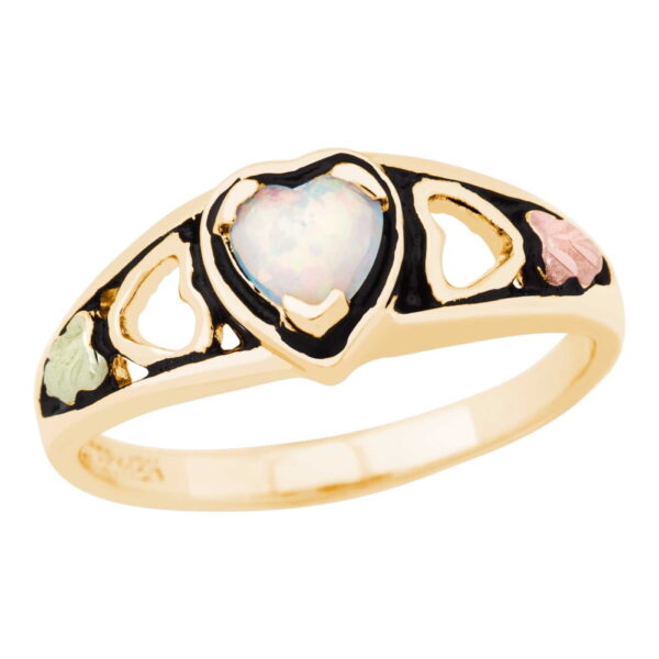 LR3046-600x600 Black Hills Gold Ladies Heart Ring with Opal